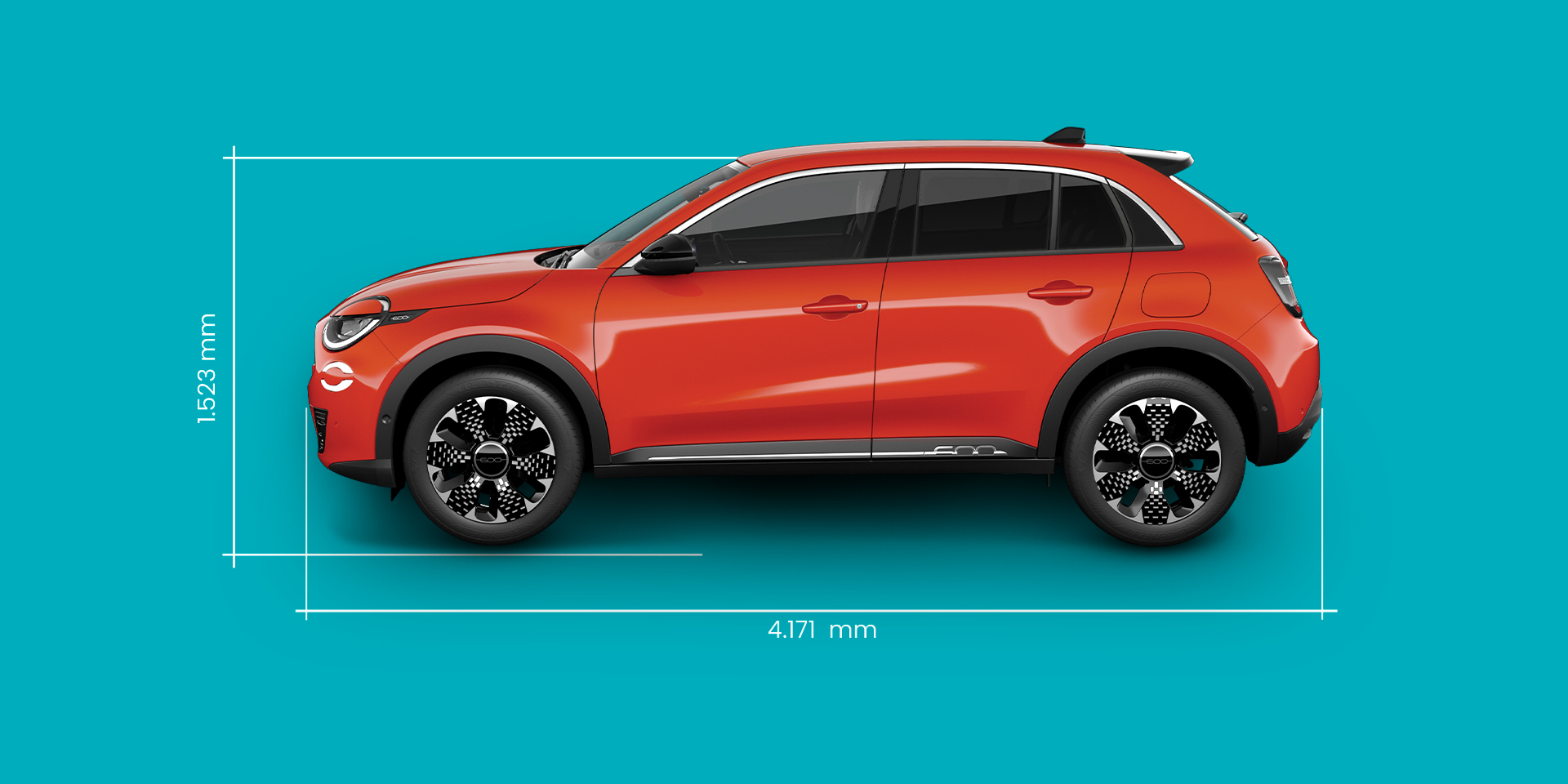 Utvendige mål Fiat 600e