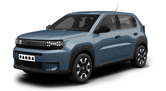 Produktbilde av en mørkeblå Fiat med hvit bakgrunn